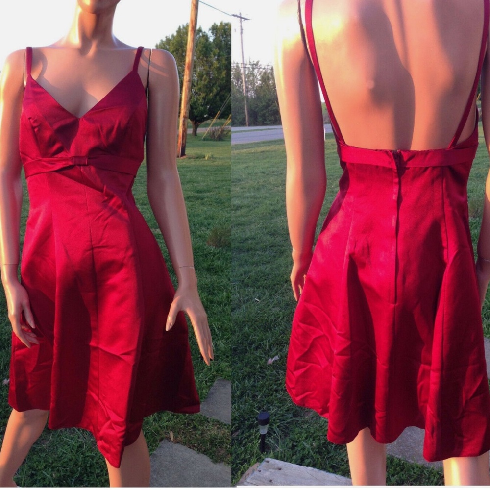 D.Tutera/Gather&Gown* Satin Fit & Flare Short Bridesmaid Cocktail Dress~Garnet~0